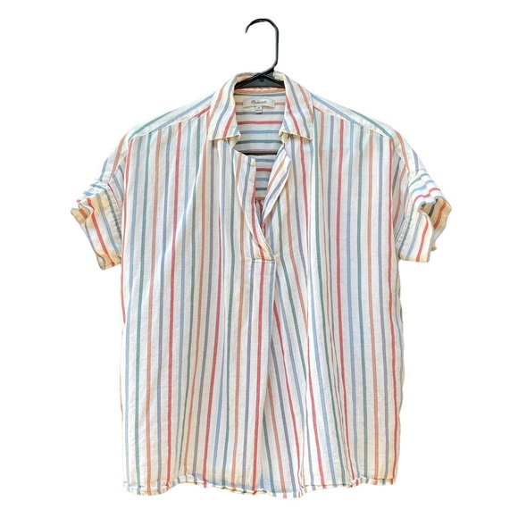 Madewell Top Short Sleeve Collared Striped Size XS - Picture 1 of 2